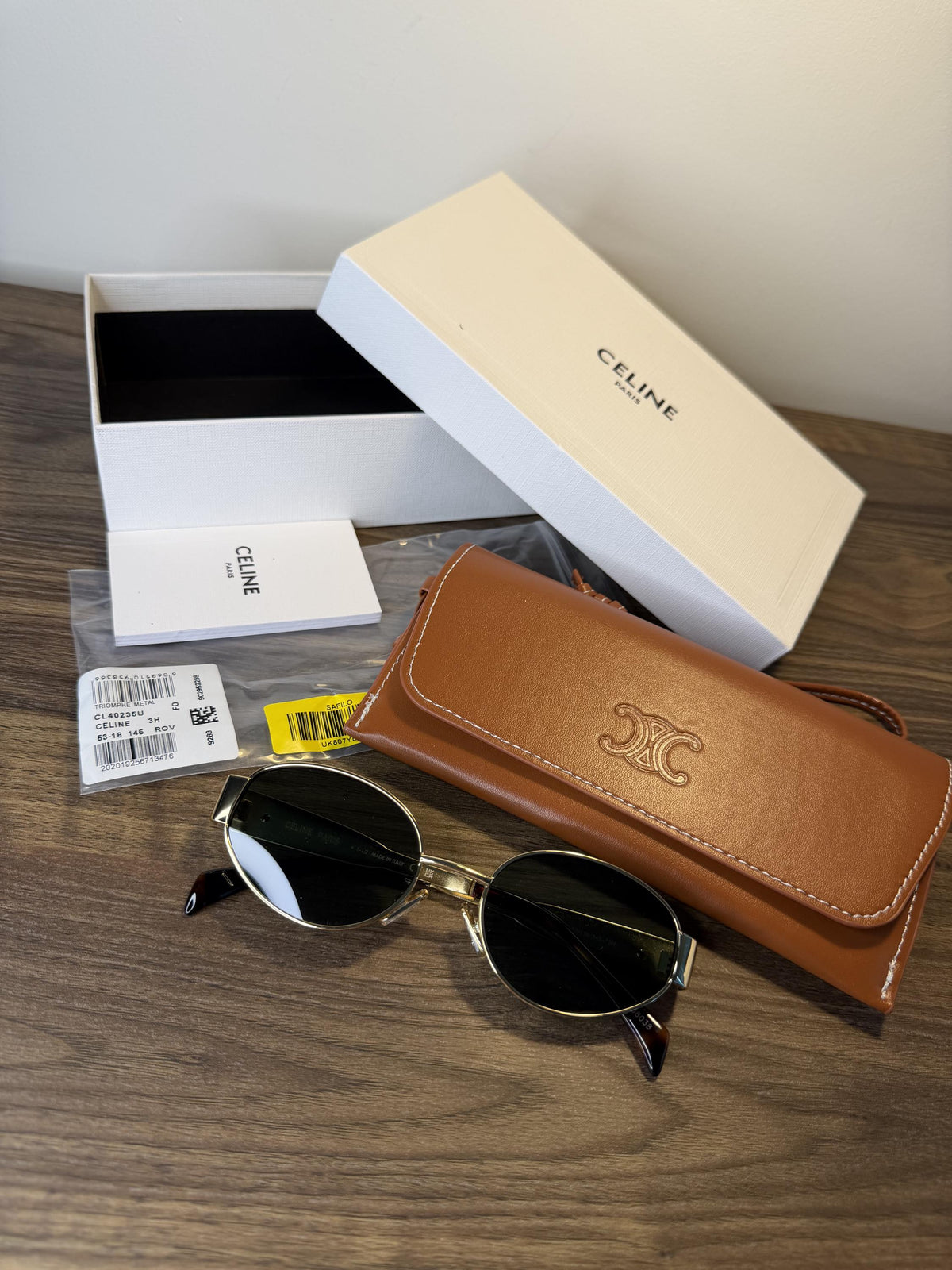Celine CL40235U Sunglasses – Gold / Green Lens