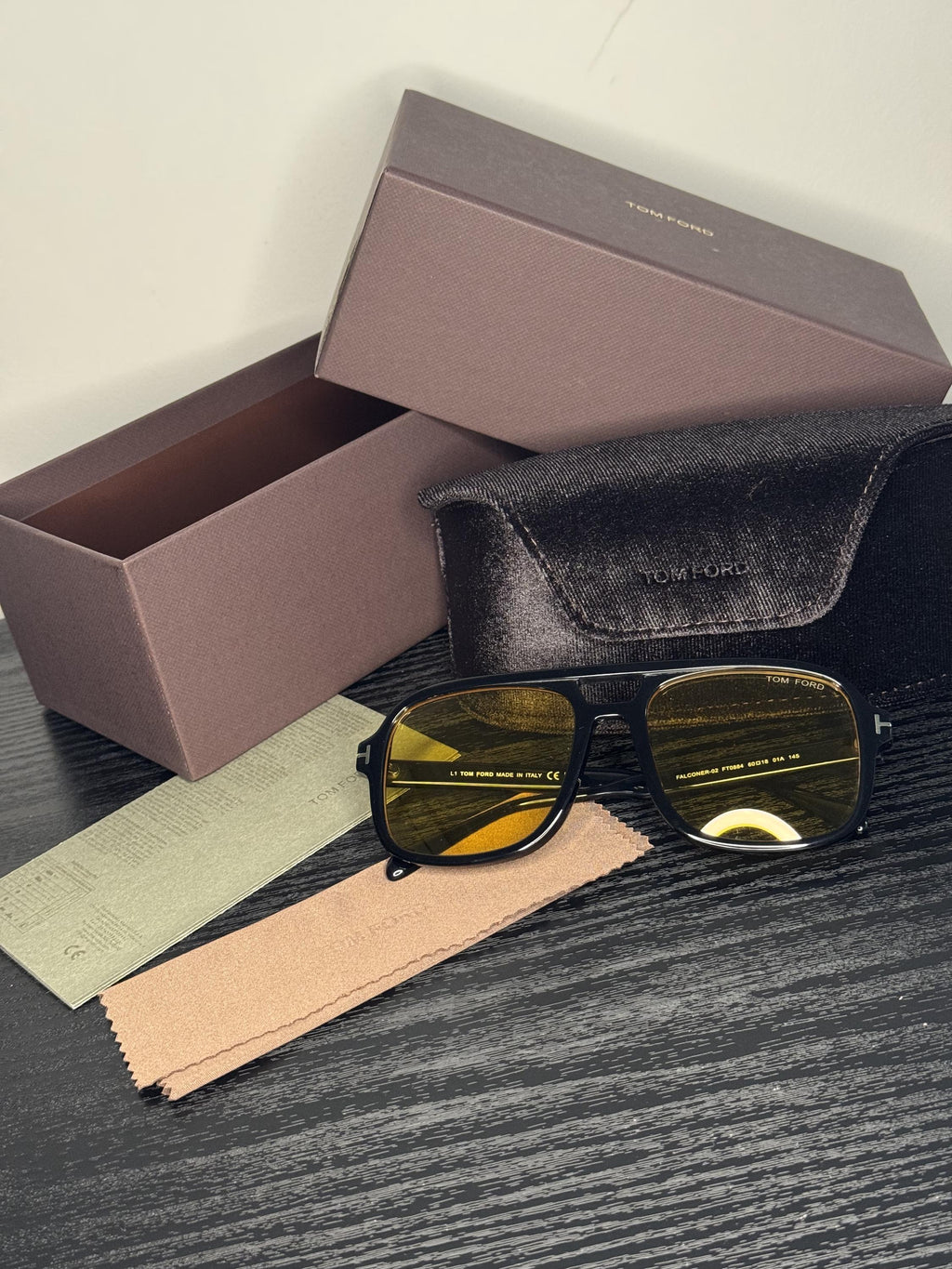 Tom Ford Falconer Sunglasses – Black / Yellow Lens