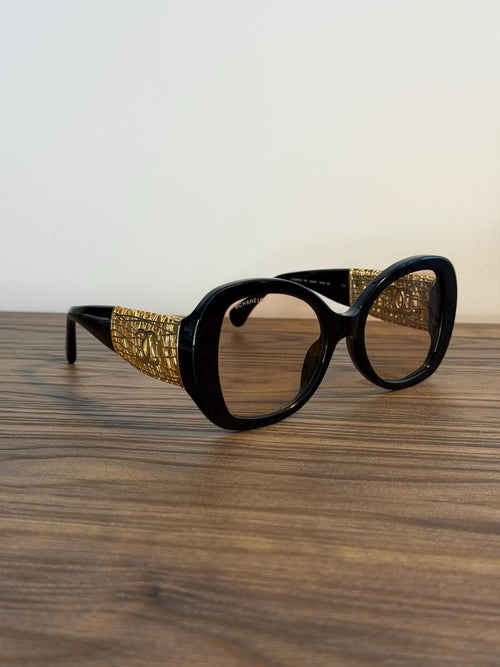 Chanel Round Sunglasses – Black Gold Filigree