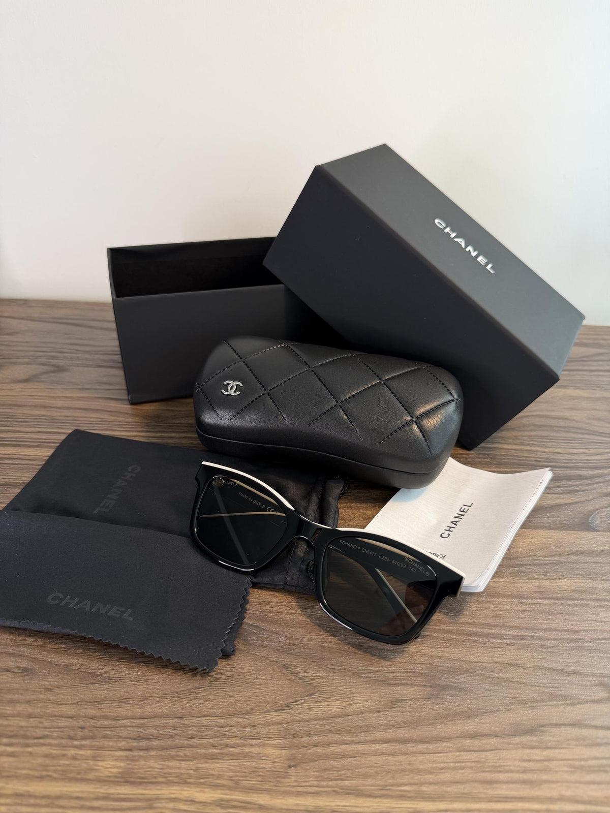 Chanel CH5417 Square Sunglasses – Black & Cream / Silver CC Logo